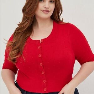 Retro Chic Scarlet Cardigan